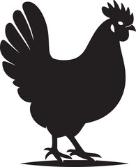 Silhouette of a proud rooster standing with tail feathers spread