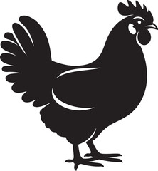 Silhouette of a proud rooster standing with tail feathers spread