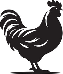 Silhouette of a proud rooster standing with tail feathers spread