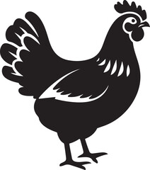 Silhouette of a proud rooster standing with tail feathers spread