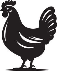 Silhouette of a proud rooster standing with tail feathers spread