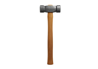 Heavy mallet with wooden handle isolated on white, blacksmith tool for metalworking and construction projects