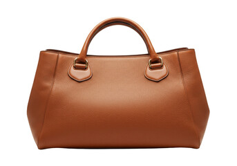 Elegant brown leather tote bag isolated, fashion accessory for women on a clean backdrop