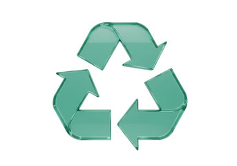 Green recycling symbol PNG isolated on transparent background, eco-friendly concept for environmental awareness and sustainability