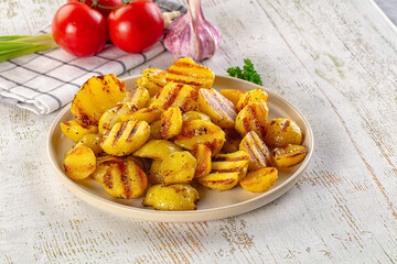 Grilled small baby young potato