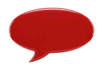 Red speech bubble PNG isolated on transparent background, communication and social media concept for graphic design