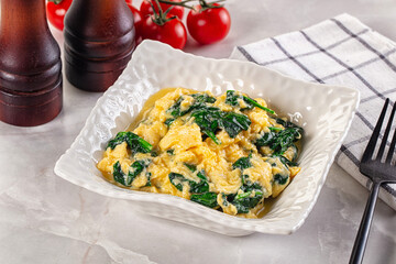 Omelette with spinach for breakfast