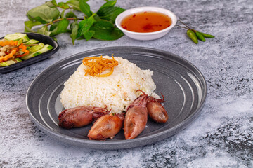 Tasty baby swuid with rice