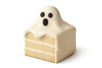 Halloween ghost cake slice with white icing