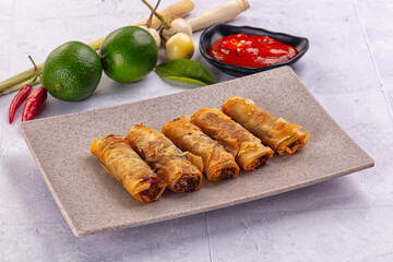 Stuffed Vietnamese Nem roll with meat