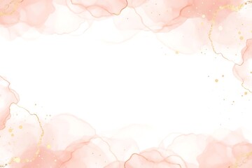 Soft watercolor splashes of peach and blush pink paint creating a delicate abstract border on a white background