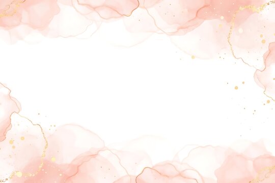 Soft watercolor splashes of peach and blush pink paint creating a delicate abstract border on a white background