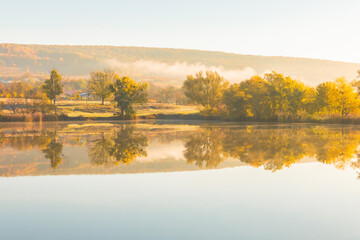 Magical autumn scenery in the Republic of Moldova, with golden forests and peaceful Eastern European charm