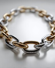Fototapeta premium Metallic chain forming a perfect circle symbolizing unity, strength, and connection.
