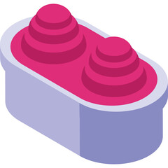 Two Pink Layers Of Ice Cream In A Light Purple Oval Container With Isometric View And Transparent Background With No Shadows