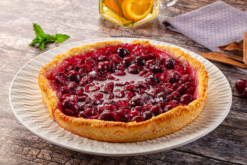 Tasty homemade pie with cherry