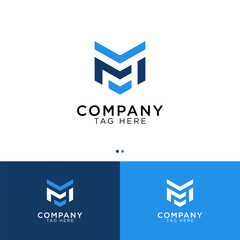 Modern Geometric M and F Lettermark Logo Design