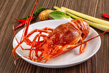 Delicous expensive Steamed omar lobster
