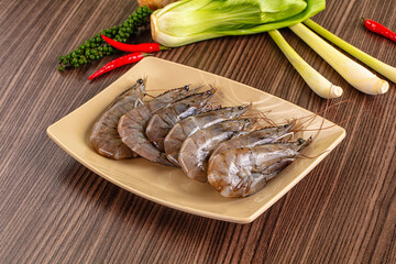 Raw wild prawns heap for cooking