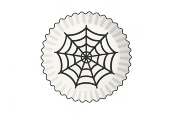 Spiderweb decoration on cupcake liner for halloween baking