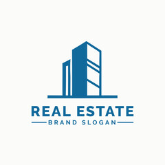 Fototapeta premium Blue buildings abstract logo architecture