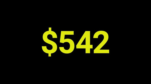 Dollar Counting from 0$ to 1,000$ 4k animation
