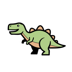 Cartoon Green Dinosaur Illustration Cute and Friendly Prehistoric Animal