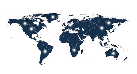 Global connections showing worldwide network and international reach with strategic points and sleek design, ideal for business presentations and marketing