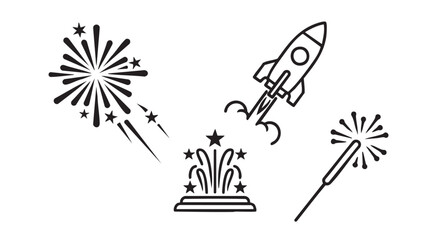 Celebration fireworks with stars vector graphic element on white background