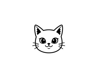 Obraz premium Black and white illustration of a cat face