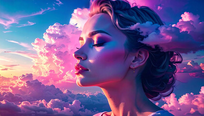 女性の横顔　スピリチュアルイメージ