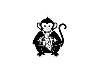 Cute monkey eating a banana