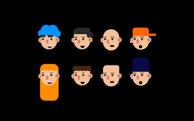 A set of funny cartoon people with facial expressions