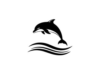 Dolphin jumping over waves