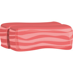 Two Slices of Raw Pork Belly with Pink and White Layers Isolated on a Transparent Background in a Simple Illustration Style