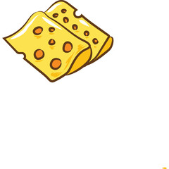 Two Slices Of Yellow Swiss Cheese With Round Holes And Brown Edges On A Transparent Background