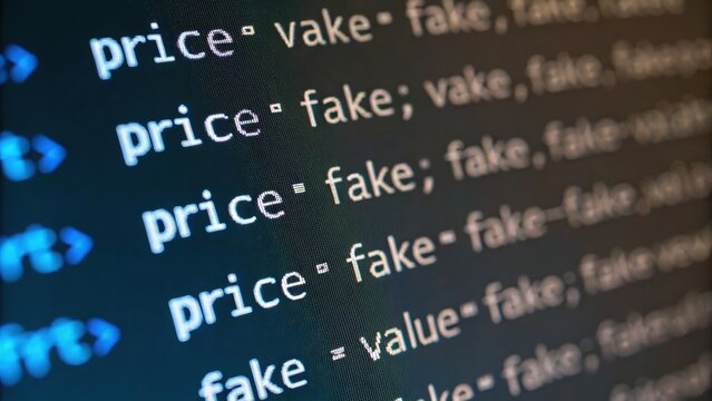 Code snippet displaying text related to pricing and data values with a blurred background effect.