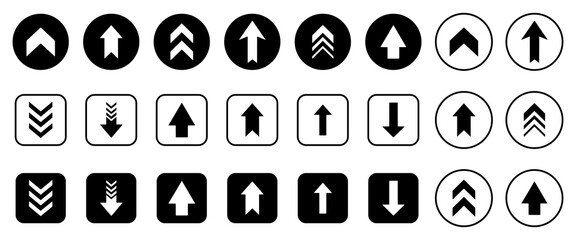 Arrow vector icons set. Directional symbol illustration. Scroll illustration sign collection.