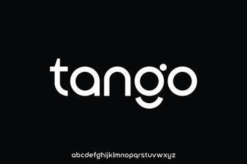 Modern unique sans serif alphabet display font vector. Tango logo typeface