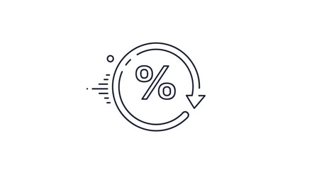 Percentage symbol within a circular arrow indicating financial growth and progress.