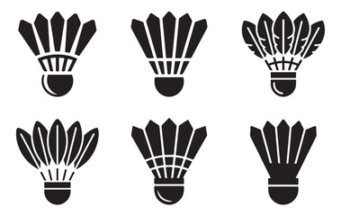 Badminton Shuttlecock Silhouette Vector Set | Feather Birdie Icons Clipart Design