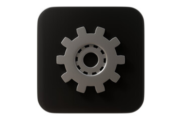3d settings gear app icon. settings configuration concept. Minimal cartoon gear cog wheel setup for app ui banner. isolated on white background. 3d render.
