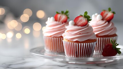 Pink Strawberry Cupcake Charm