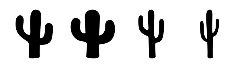 Simple silhouette cactus icons for desert themes and western designs