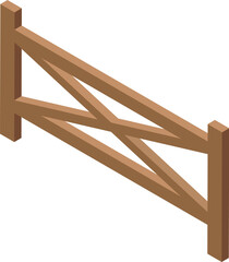Isometric view of a wooden fence creating a safe and secure boundary for a ranch or farm