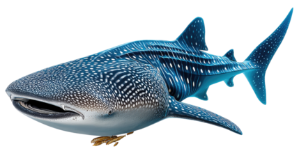 Ocean Giant: The majestic whale shark glides through the tranquil turquoise water, its massive spotted body a marvel of nature.