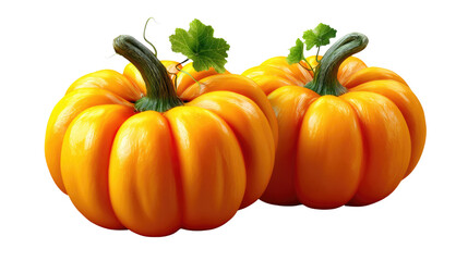 Obraz premium Autumn's Golden Bounty: A pair of vibrant, ripe pumpkins, symbols of the harvest season, stand out, showcasing their unique textures and rich color palettes.