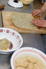 Close-up of handmade canapés