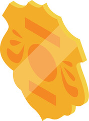 Tilting isometric golden sheriff or marshal star badge with decorative elements