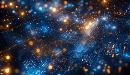 Futuristic glowing technology pattern with circuit board design for innovative projects